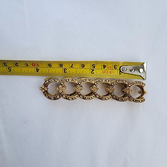 Monet Bracelet Stretchy Goldtone with Champagne Topaz Crystals Elegant Evening - Picture 2 of 5